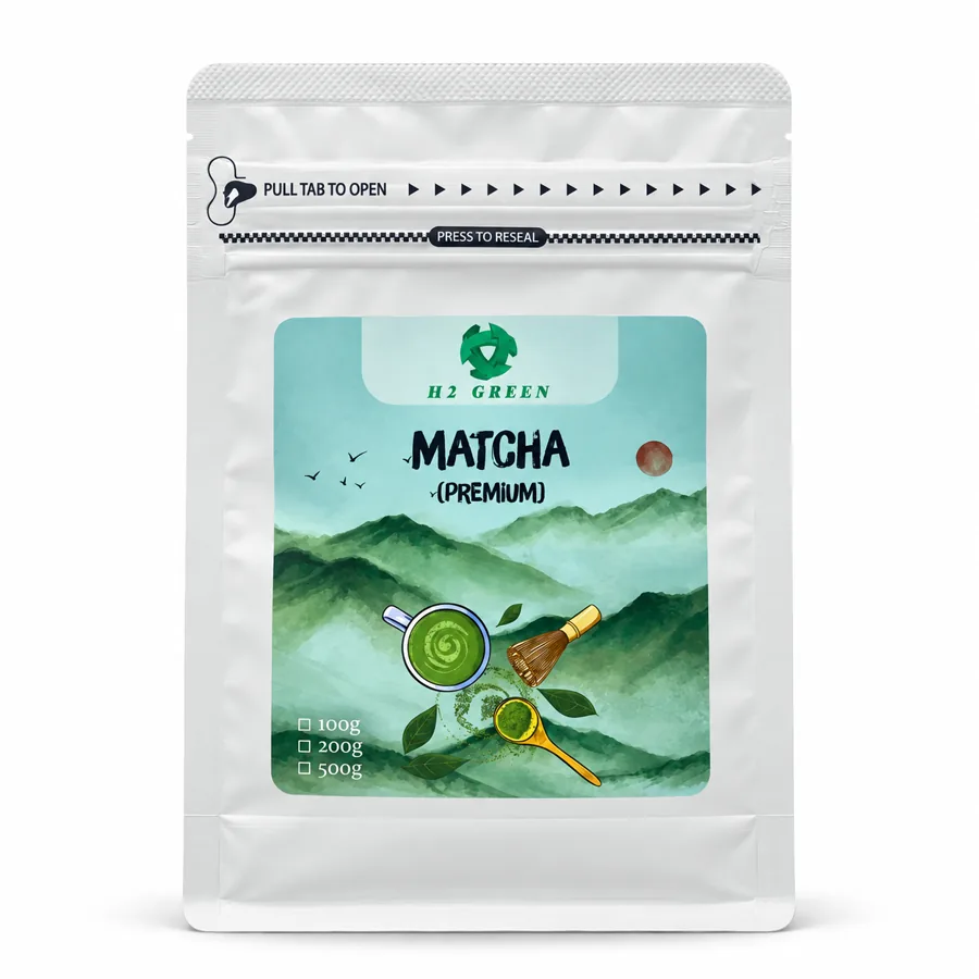 A bag of H2 Green Matcha